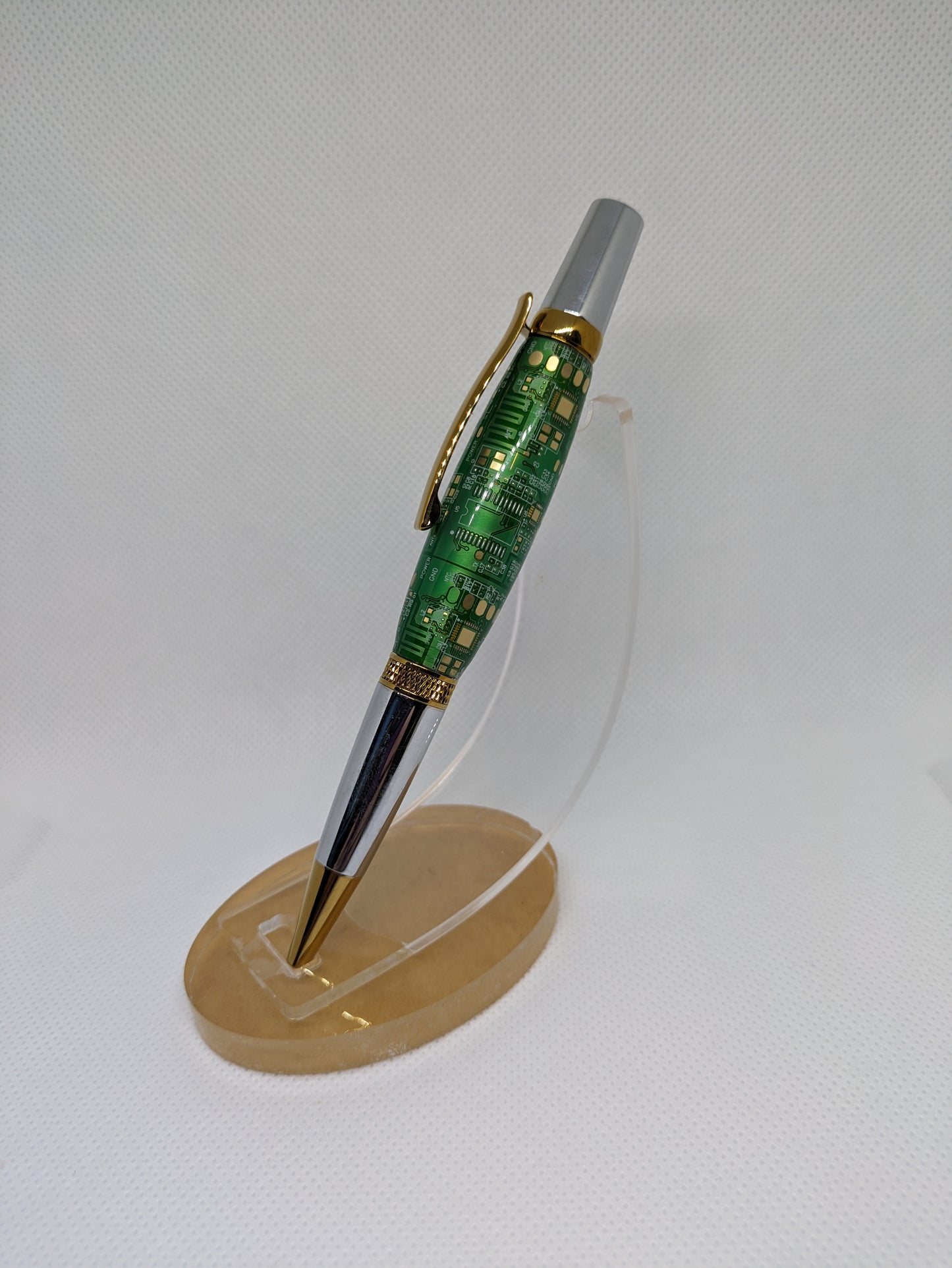 Ti Gold and Chrome with Green Circuit Board pen