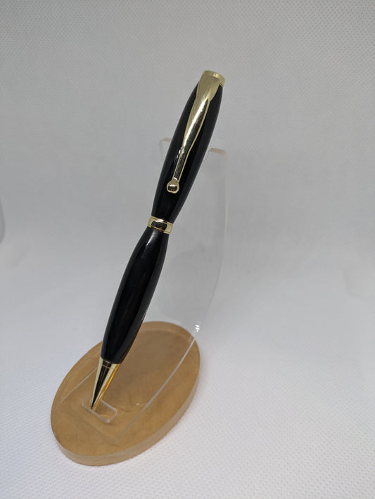 Satin Gold and Black Funline Slimline Pen