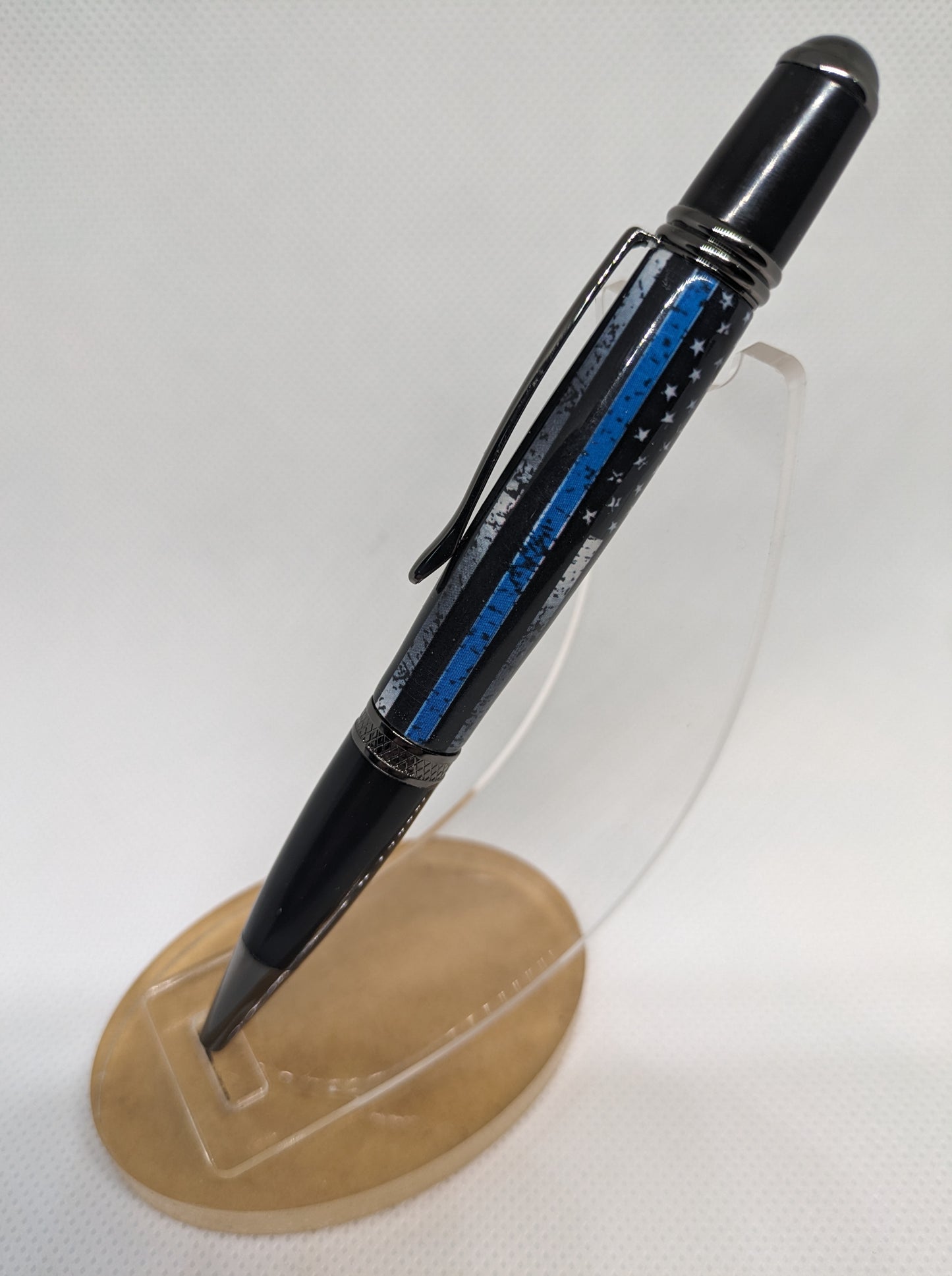 Thin Blue Line Flag Chrome/Gunmetal Diplomat Pen