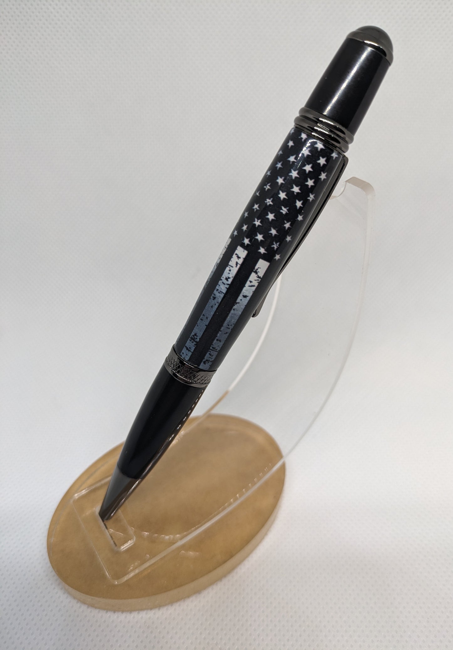 Thin Blue Line Flag Chrome/Gunmetal Diplomat Pen